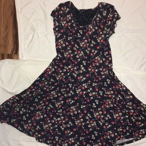 Navy floral A line dress